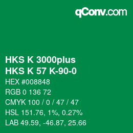 Color code: HKS K 3000plus - HKS K 57 K-90-0 | qconv.com