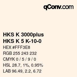Color code: HKS K 3000plus - HKS K 5 K-10-0 | qconv.com
