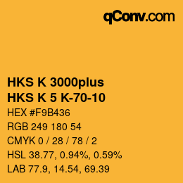 Color code: HKS K 3000plus - HKS K 5 K-70-10 | qconv.com