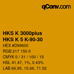 Color code: HKS K 3000plus - HKS K 5 K-90-30 | qconv.com