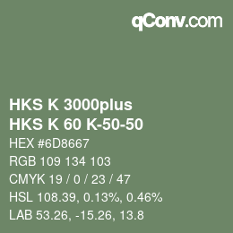 Color code: HKS K 3000plus - HKS K 60 K-50-50 | qconv.com