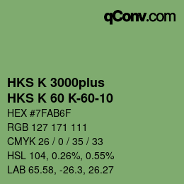 Color code: HKS K 3000plus - HKS K 60 K-60-10 | qconv.com