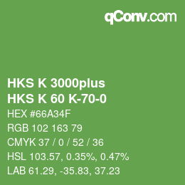 Color code: HKS K 3000plus - HKS K 60 K-70-0 | qconv.com