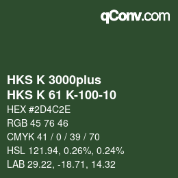 Color code: HKS K 3000plus - HKS K 61 K-100-10 | qconv.com