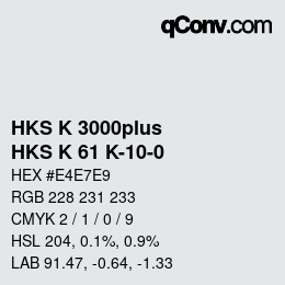 Color code: HKS K 3000plus - HKS K 61 K-10-0 | qconv.com