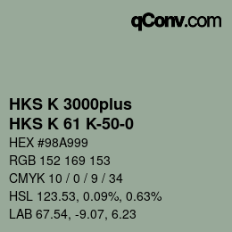 Color code: HKS K 3000plus - HKS K 61 K-50-0 | qconv.com