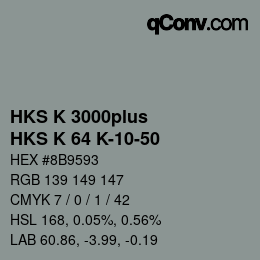 Code couleur: HKS K 3000plus - HKS K 64 K-10-50 | qconv.com