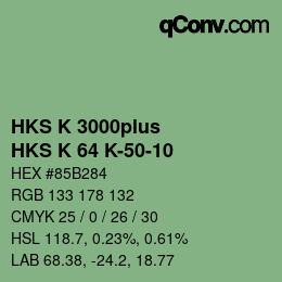 Color code: HKS K 3000plus - HKS K 64 K-50-10 | qconv.com