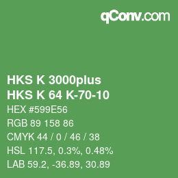 Color code: HKS K 3000plus - HKS K 64 K-70-10 | qconv.com