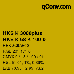 Color code: HKS K 3000plus - HKS K 68 K-100-0 | qconv.com