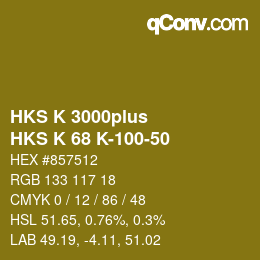 Código de color: HKS K 3000plus - HKS K 68 K-100-50 | qconv.com