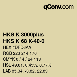 Farbcode: HKS K 3000plus - HKS K 68 K-40-0 | qconv.com