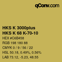 Color code: HKS K 3000plus - HKS K 68 K-70-10 | qconv.com