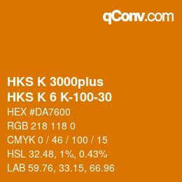 カラーコード: HKS K 3000plus - HKS K 6 K-100-30 | qconv.com