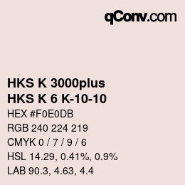 Color code: HKS K 3000plus - HKS K 6 K-10-10 | qconv.com