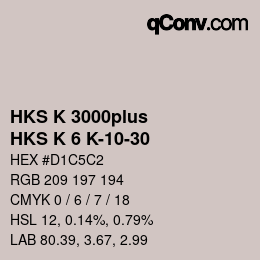 Color code: HKS K 3000plus - HKS K 6 K-10-30 | qconv.com