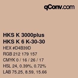 Color code: HKS K 3000plus - HKS K 6 K-30-30 | qconv.com