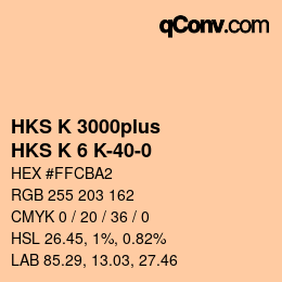 Color code: HKS K 3000plus - HKS K 6 K-40-0 | qconv.com