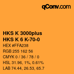 Color code: HKS K 3000plus - HKS K 6 K-70-0 | qconv.com