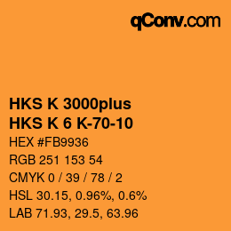 Color code: HKS K 3000plus - HKS K 6 K-70-10 | qconv.com