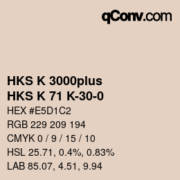 Farbcode: HKS K 3000plus - HKS K 71 K-30-0 | qconv.com