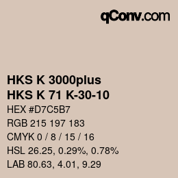 Color code: HKS K 3000plus - HKS K 71 K-30-10 | qconv.com