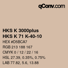 Color code: HKS K 3000plus - HKS K 71 K-40-10 | qconv.com