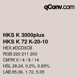 Color code: HKS K 3000plus - HKS K 72 K-20-10 | qconv.com