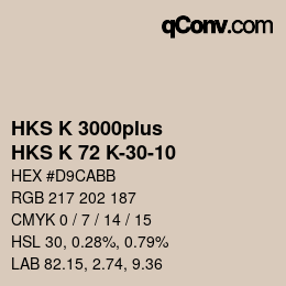 Color code: HKS K 3000plus - HKS K 72 K-30-10 | qconv.com