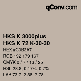 Color code: HKS K 3000plus - HKS K 72 K-30-30 | qconv.com