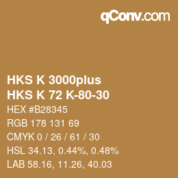 Color code: HKS K 3000plus - HKS K 72 K-80-30 | qconv.com