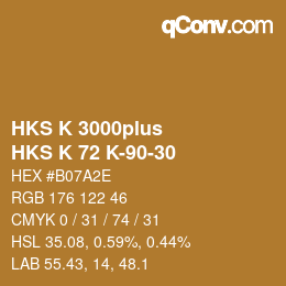 Color code: HKS K 3000plus - HKS K 72 K-90-30 | qconv.com