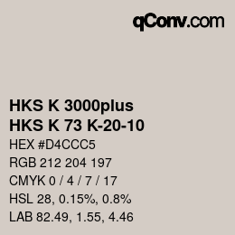 Color code: HKS K 3000plus - HKS K 73 K-20-10 | qconv.com