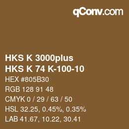 Color code: HKS K 3000plus - HKS K 74 K-100-10 | qconv.com