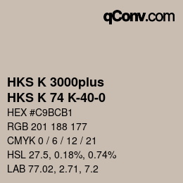 Color code: HKS K 3000plus - HKS K 74 K-40-0 | qconv.com
