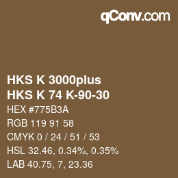 颜色代码: HKS K 3000plus - HKS K 74 K-90-30 | qconv.com
