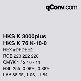 Color code: HKS K 3000plus - HKS K 76 K-10-0 | qconv.com