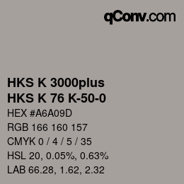 Color code: HKS K 3000plus - HKS K 76 K-50-0 | qconv.com