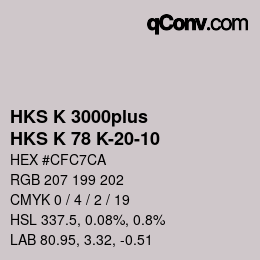 Color code: HKS K 3000plus - HKS K 78 K-20-10 | qconv.com