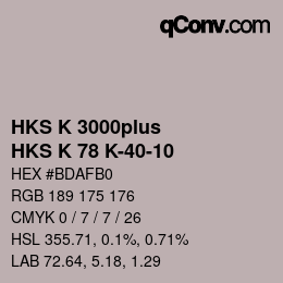 Color code: HKS K 3000plus - HKS K 78 K-40-10 | qconv.com