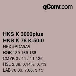 Farbcode: HKS K 3000plus - HKS K 78 K-50-0 | qconv.com
