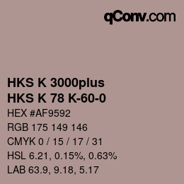 Color code: HKS K 3000plus - HKS K 78 K-60-0 | qconv.com