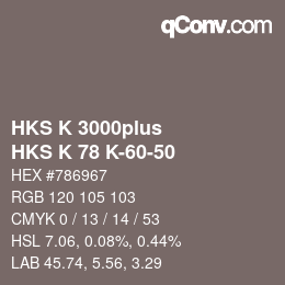 Farbcode: HKS K 3000plus - HKS K 78 K-60-50 | qconv.com