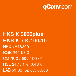 カラーコード: HKS K 3000plus - HKS K 7 K-100-10 | qconv.com