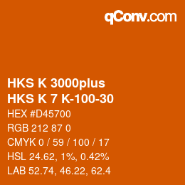 Farbcode: HKS K 3000plus - HKS K 7 K-100-30 | qconv.com