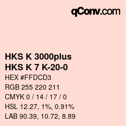 Color code: HKS K 3000plus - HKS K 7 K-20-0 | qconv.com