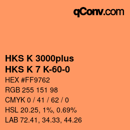 Code couleur: HKS K 3000plus - HKS K 7 K-60-0 | qconv.com