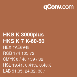 Farbcode: HKS K 3000plus - HKS K 7 K-60-50 | qconv.com