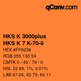 Color code: HKS K 3000plus - HKS K 7 K-70-0 | qconv.com