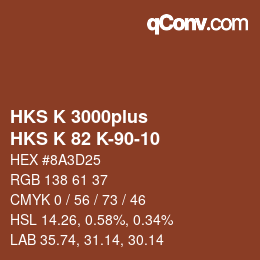 Color code: HKS K 3000plus - HKS K 82 K-90-10 | qconv.com